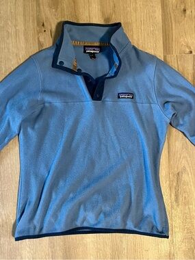 Patagonia Blue Snychilla Snap Fleece Pullover with Navy Trim